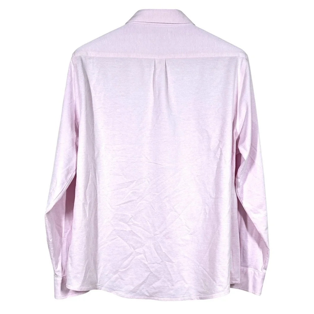 7 Diamonds 4 Way Stretch‎ Oxford Shirt Mens L Pink Knit Long Sleeve Button Down